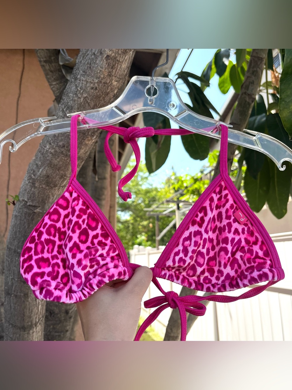 Vintage Y2K Pink Leopard Print Bikini.